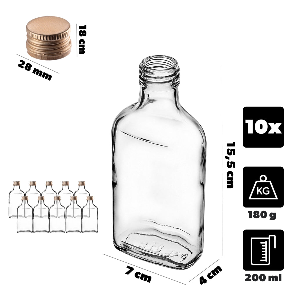 KADAX Butelka piersiówka 200ml BUT200 z zakrętką z