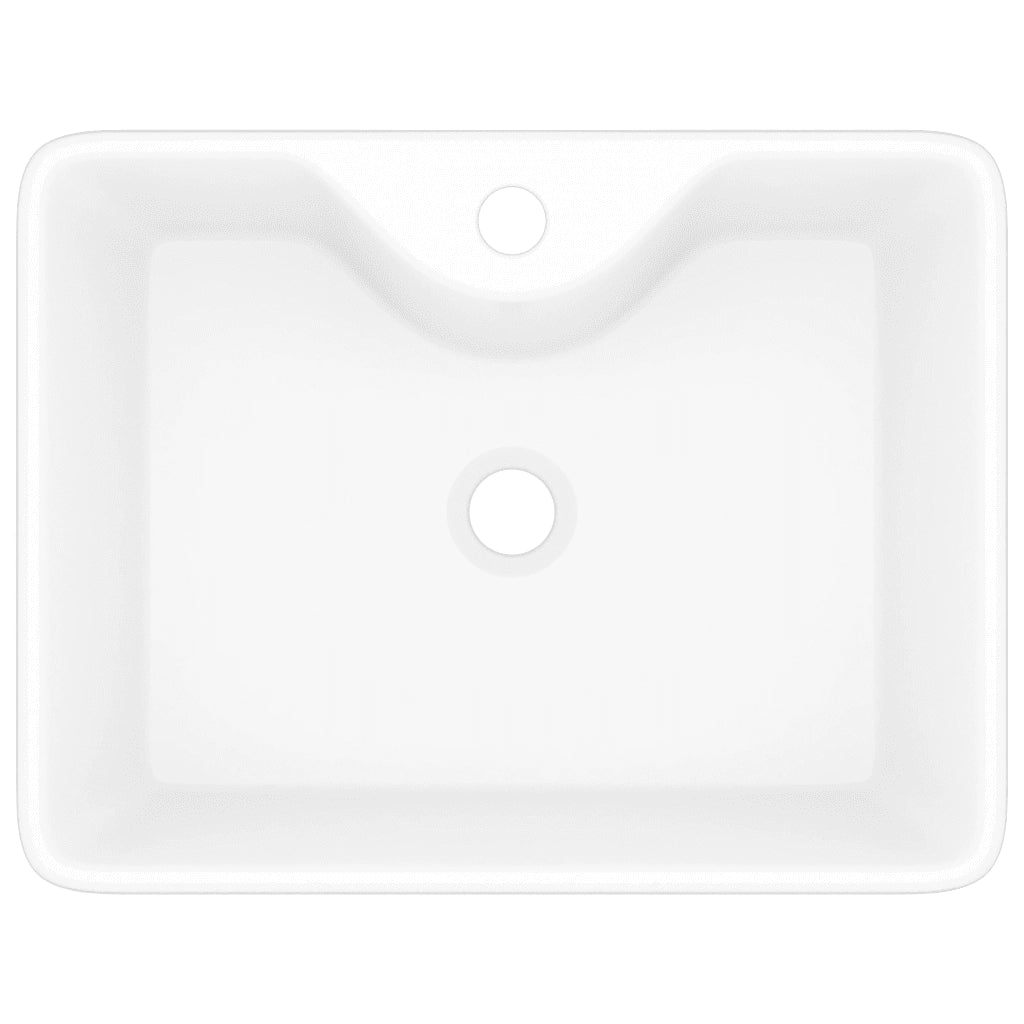 Lavandino Bagno in Ceramica Bianca Quadrato con Foro per Rubinetto 141936