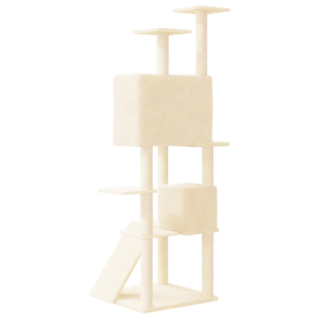 Albero per Gatti con Tiragraffi in Sisal Crema 153 cm 171693