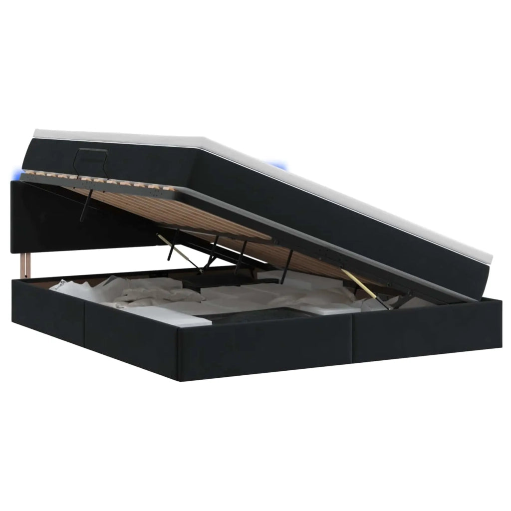 Letto con contenitore LED e materasso Nero 160 x 200 cm Velluto 3459260