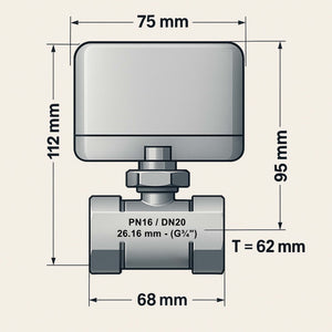 Valvola di zona motorizzata a due vie serie DQ220 220VAC DN20 26.9 mm (3/4")