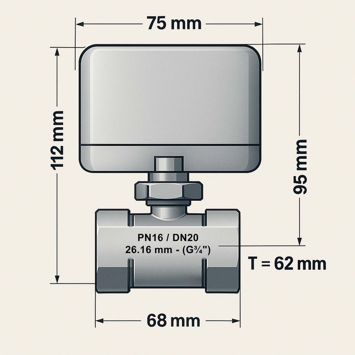 Valvola di zona motorizzata a due vie serie DQ220 220VAC DN20 26.9 mm (3/4")