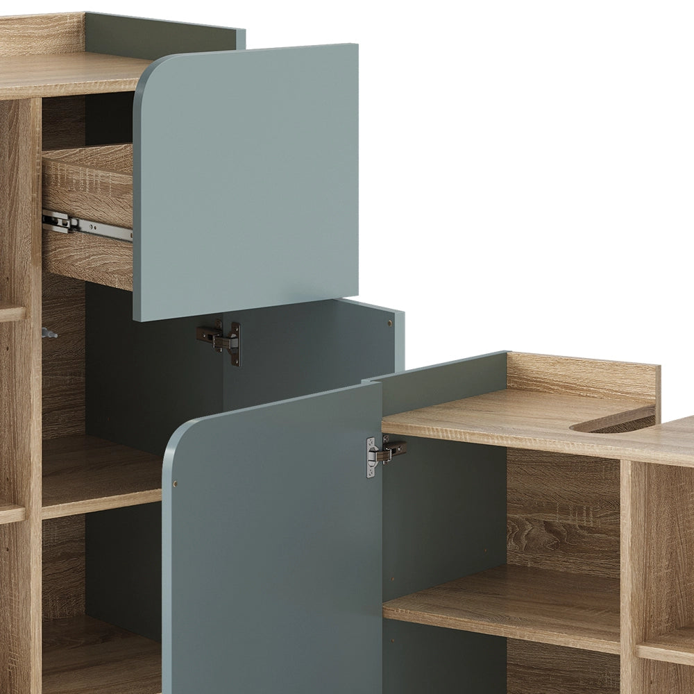 Vicco Set di mobili da bagno Grigio-blu 3 pezzi, con cabinet midi