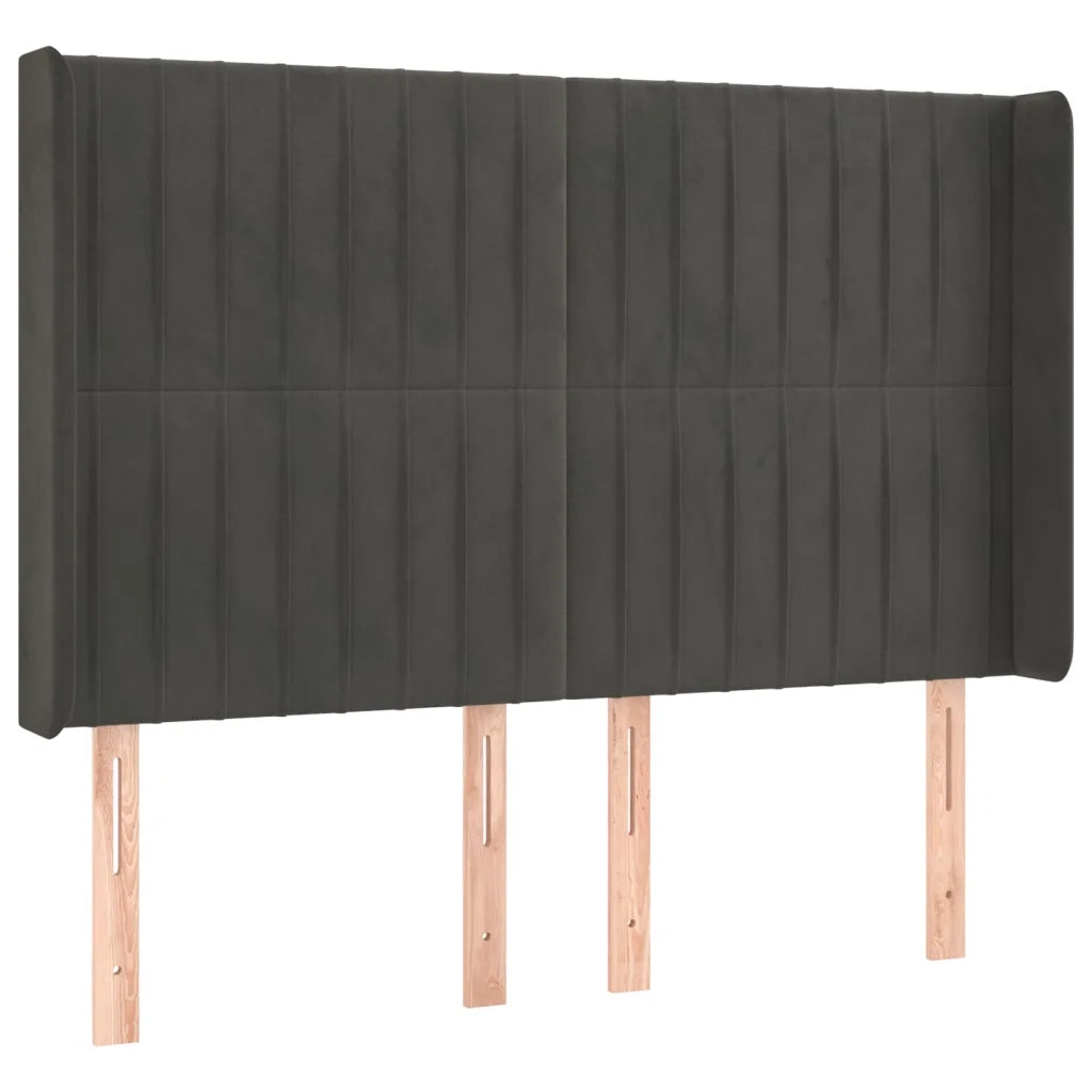 Testiera | Testata ad Orecchio GrigioScuro 147x16x118/128cm in Velluto