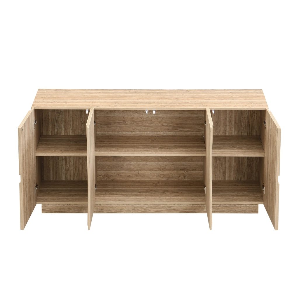 OKWISH Credenza con Ante e Ripiani Regolabili, Apertura Silenziosa, per Soggiorno e Sala da Pranzo, 160 × 40 × 80 cm