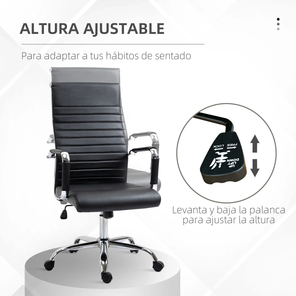 Sedia da Ufficio Girevole con Schienale Alto ¨C zephmum ¨C Nera in Tessuto Sintetico