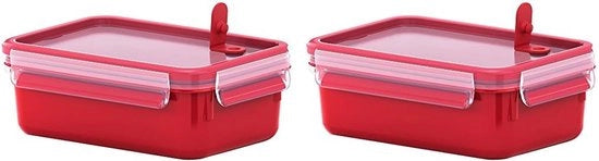 Contenitore Magnetron con Clip e Micro Magnetron 517773 | Ventiolo Magnetron | 1,0 L | Borsa da Picnic | Peso Integrato | Prodotto in Germania | Rosso/Translucido (2 pezzi)