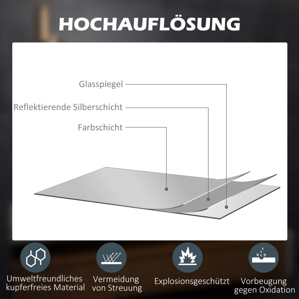 Specchio da bagno a LED con ingrandimento 3x e funzione touch, 80x60 cm, 3 colori di luce, antiappannamento.