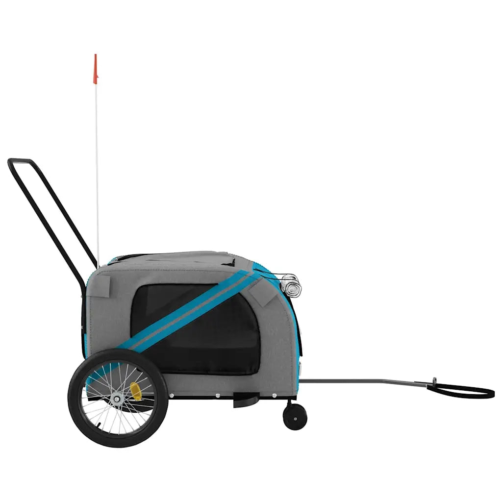 Rimorchio da Bici per Animali Blu e Grigio Oxford e Ferro CFW9470782