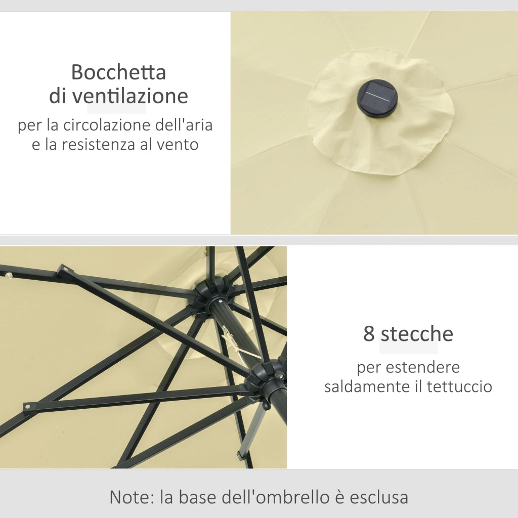 Ombrellone da Giardino Inclinabile ¨C zephmum ¨C ?265 cm, 32 Luci LED Solari, Beige