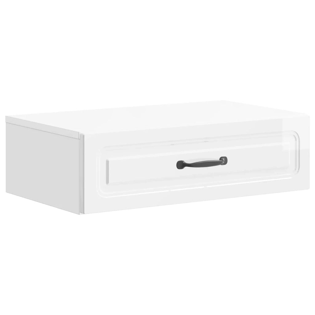 Tavolino da Parete Laterale Bianco Lucido 59 x 34,5 x 17 cm 899339