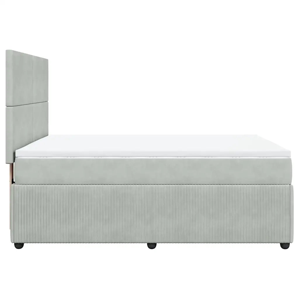 Giroletto a Molle con Materasso Grigio Chiaro 140x190cm Velluto