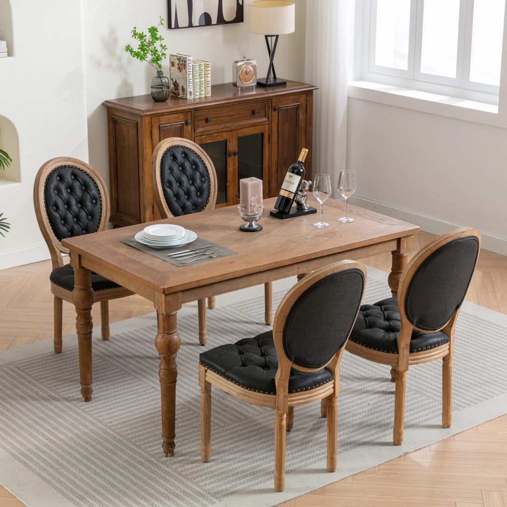 SEDIA Da pranzo Set da 2 pezzi Schienale ovale in PU Nero
