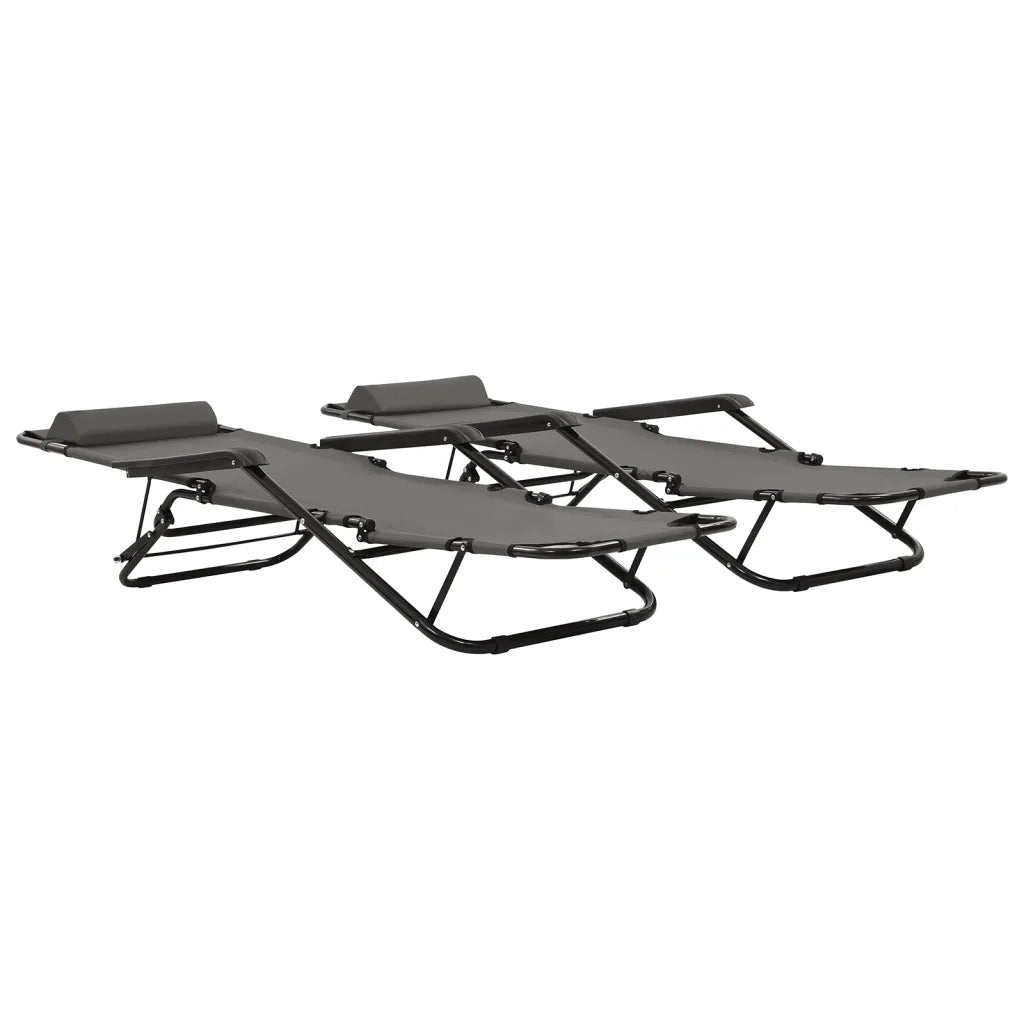 Lettini Prendisole Pieghevoli2 pz e Poggiagambe Acciaio Grigio cod mxl 6124