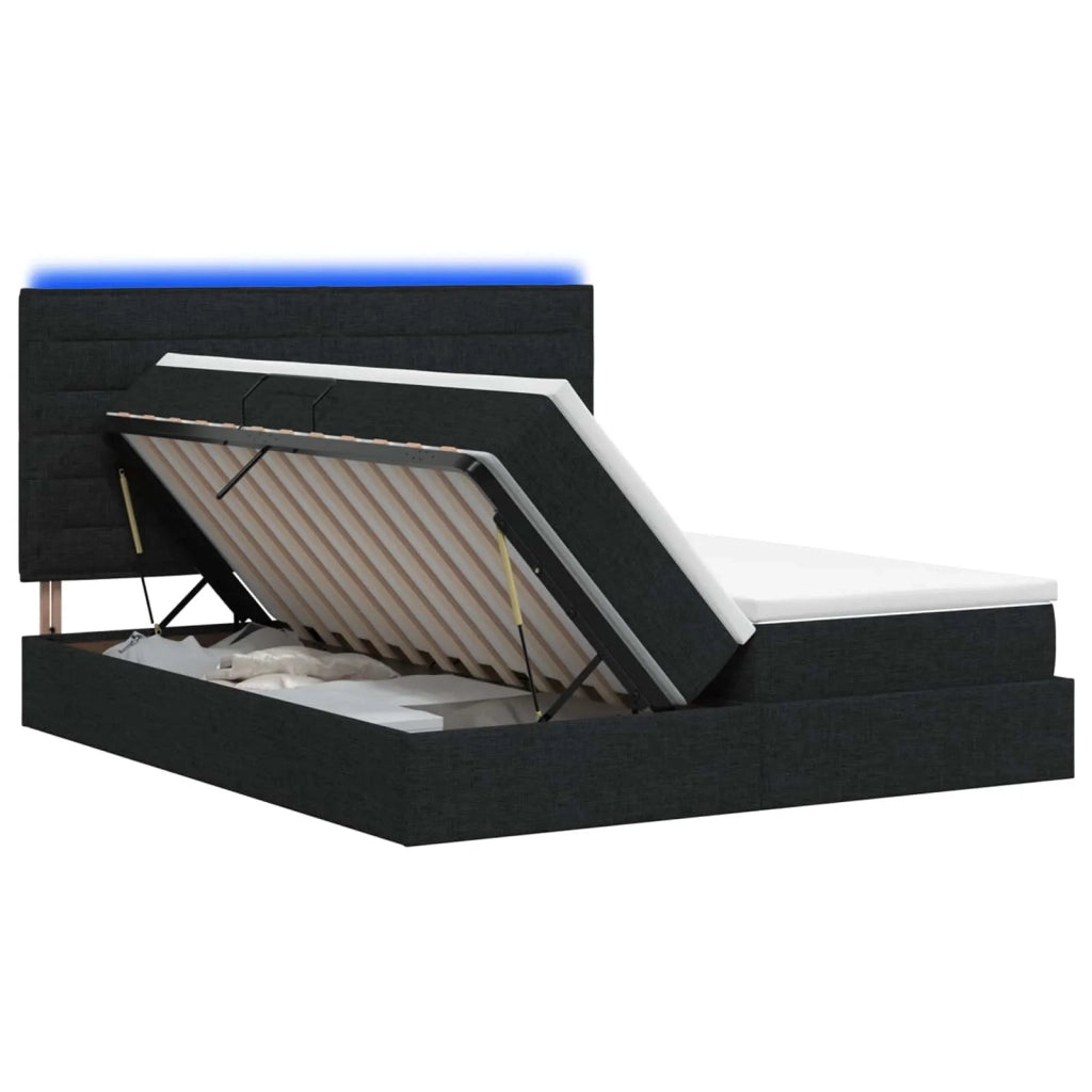 Letto con contenitore LED e materasso Nero 180 x 200 cm Tessuto 3460220