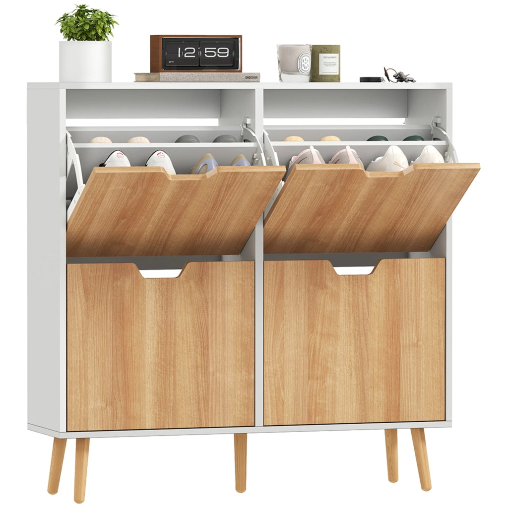 Cassettiera con 4 cassetti e ripiani regolabili ¨C zephmum ¨C 95x26x95 cm bianco naturale