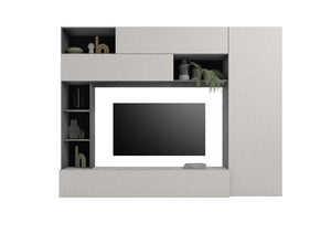 Parete Attrezzata Design Contemporaneo 277x40x210 cm Pratiko Ghisa e Pietra