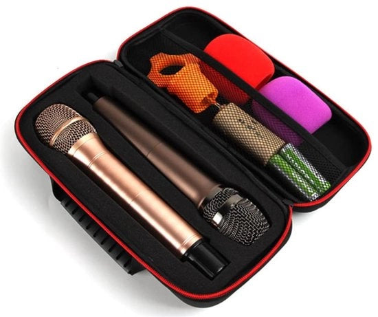 Cassa di microfono portatile wireless - Scatola in EVA rigida - Resistente allo shock - Tasca portatile da indossare - Adatta per viaggi - Adatta per microfono a mano
