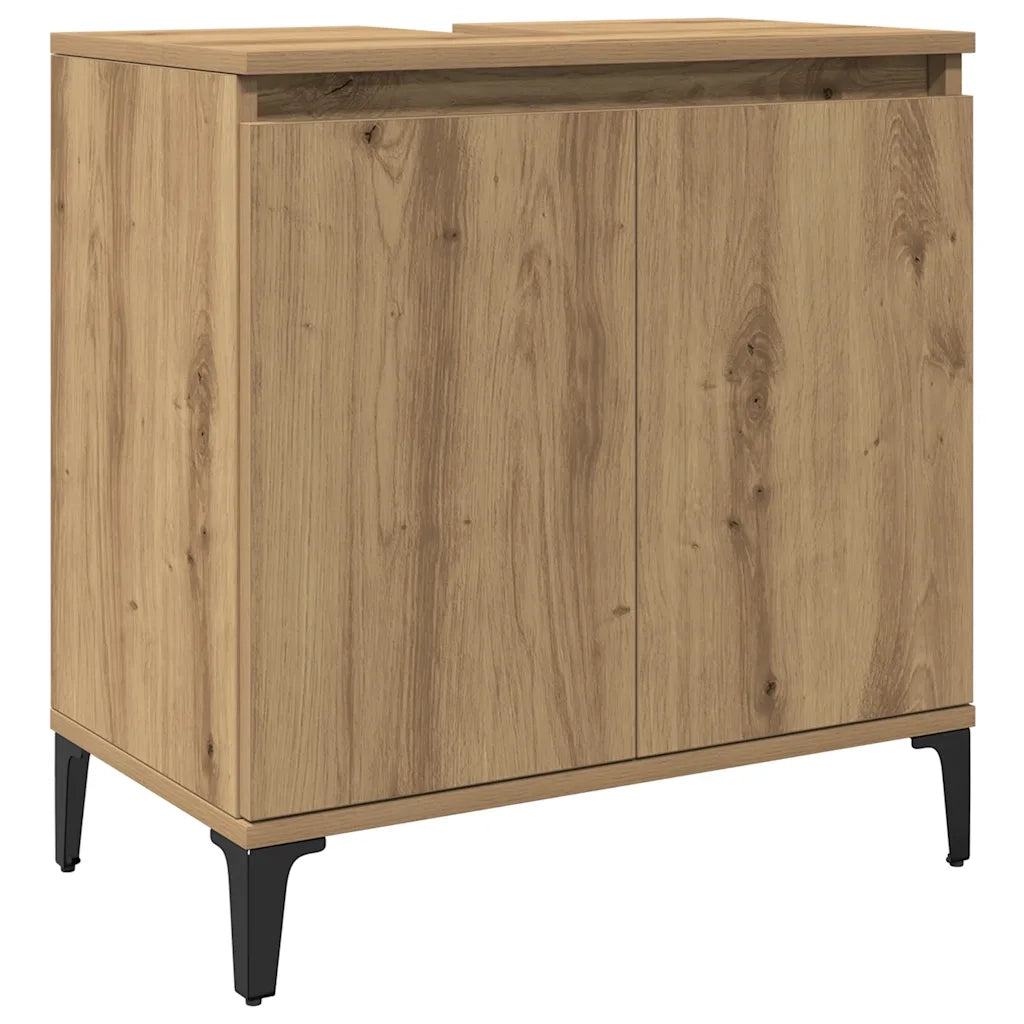 Mobiletto sottolavello moderno con pratico contenitore 58 x 33 x 60 cm finitura rovere ingegnerizzato realizzato artigianalmente 02_0051044