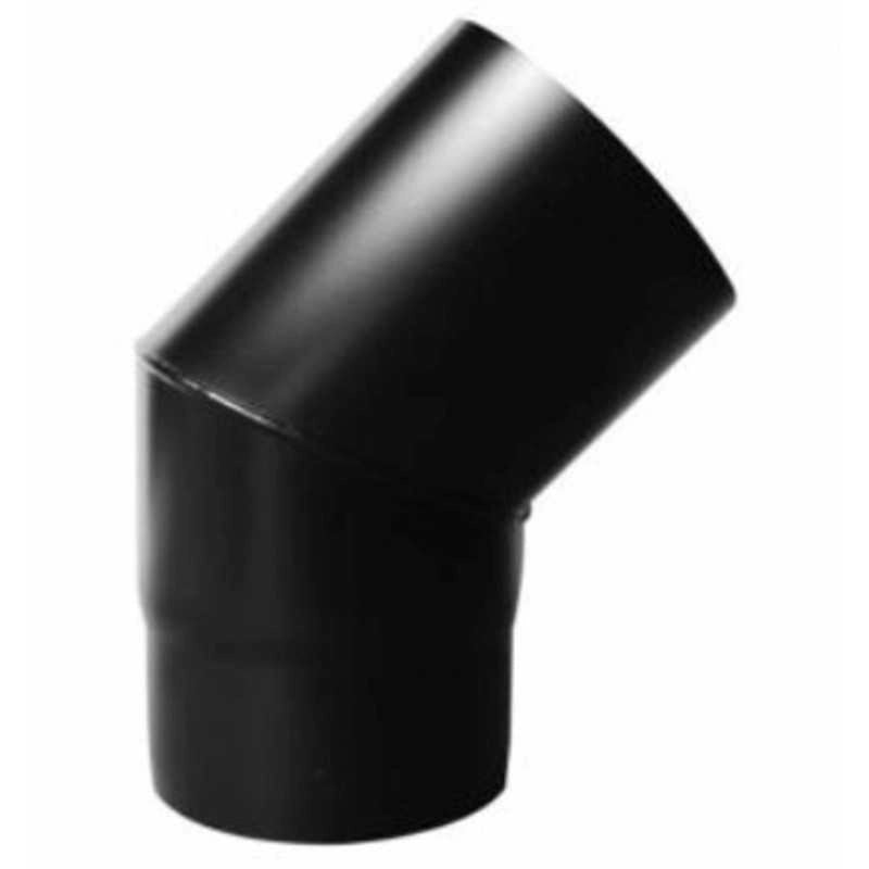 CURVA CANNA FUMARIA FUMI CONDOTTO 45 GRADI DIAM.80mm NERO PELLET - UNIVERSALE