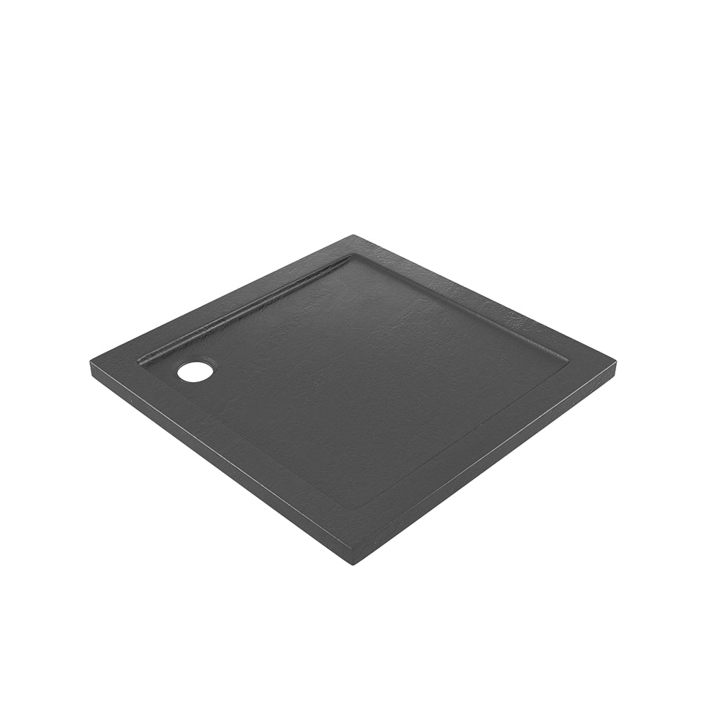 Piatto doccia 80x80 effetto pietra nero in acrilico altezza slim | Petra