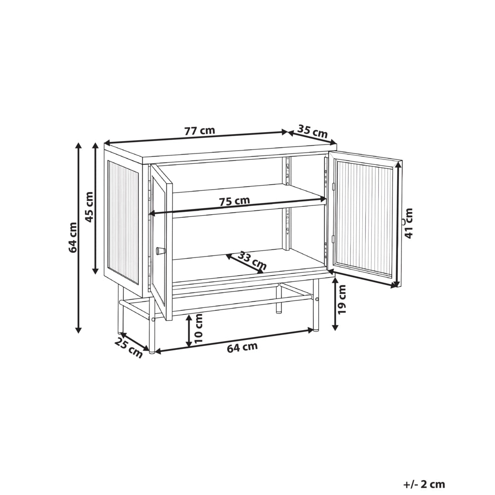 Credenza in acciaio con vetro scanalato, 2 ante, ripiani regolabili ruggine ripiani regolabili design moderno e industriale