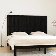 Testiera da Parete Nera 204x3x110 cm in Legno Massello di Pino 824932