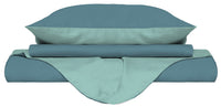 Copripiumino Singolo con Sacco e Federe Doubleface Ottanio/Verde Acqua