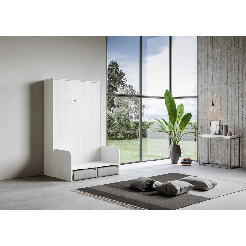 Letto a scomparsa 120 verticale Kentaro Sofà - ALESSIA 20 - Bianco Frassino