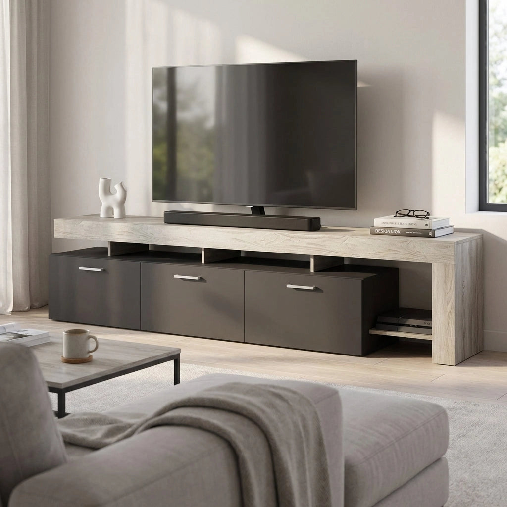 Porta tv di design con 3 cassetti in Legno Composito cm 220x40x52 - WALDO