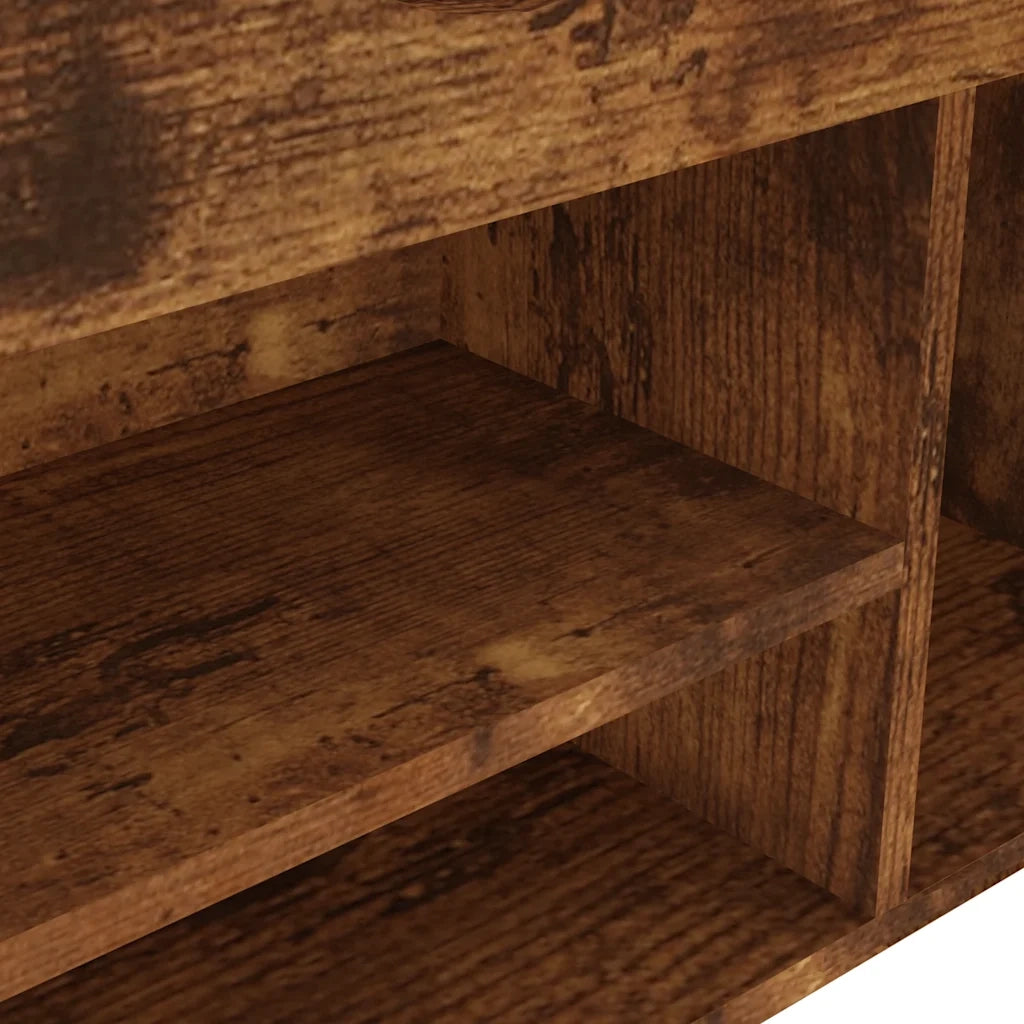 Panca Porta Scarpe Cuscino-Sgabello-Panca Scarpiera Rovere Fumo 80x30x47cm Multistrato