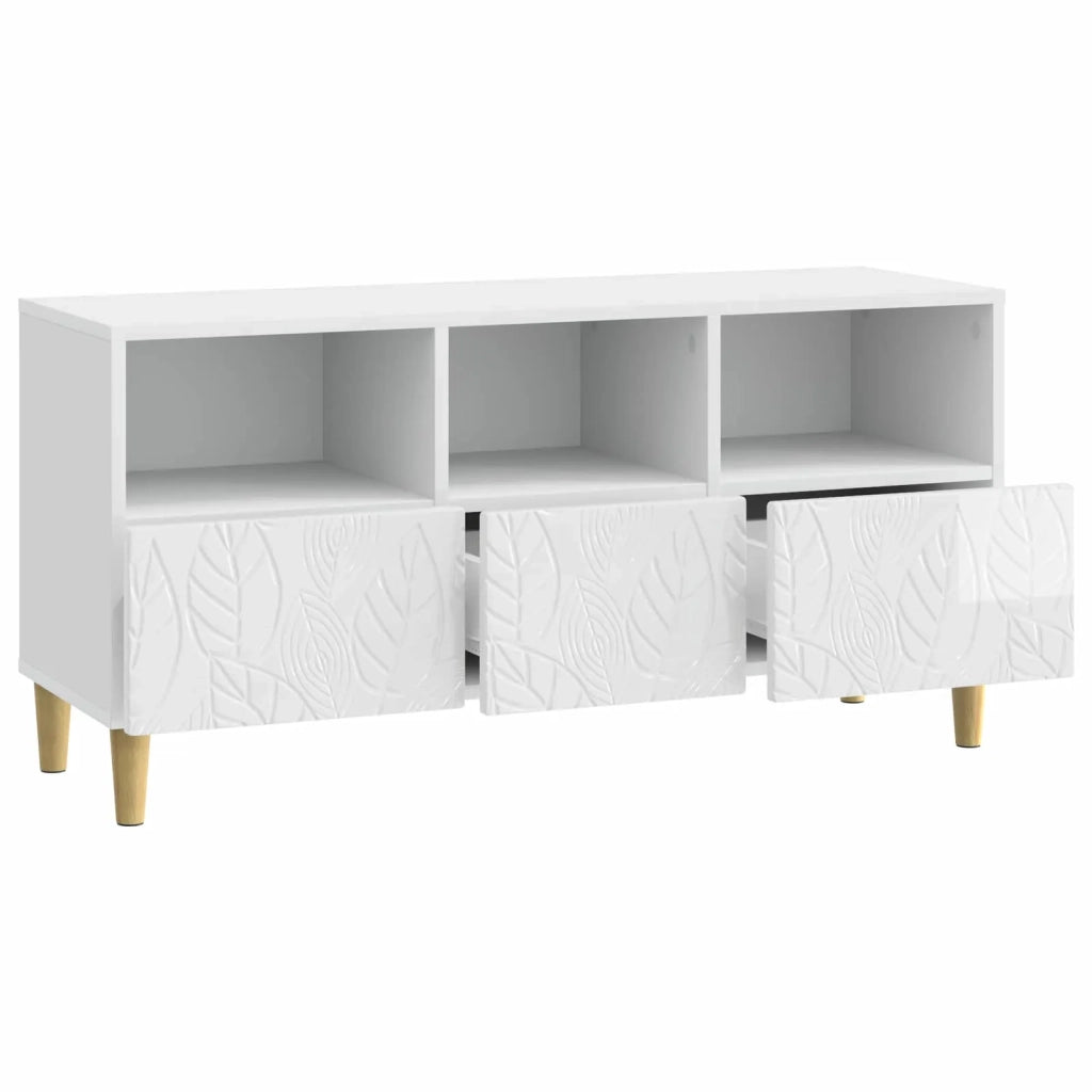 Mobile TV 102 x 34,5 x 50 cm Bianco Lucido Legno ingegnerizzato
