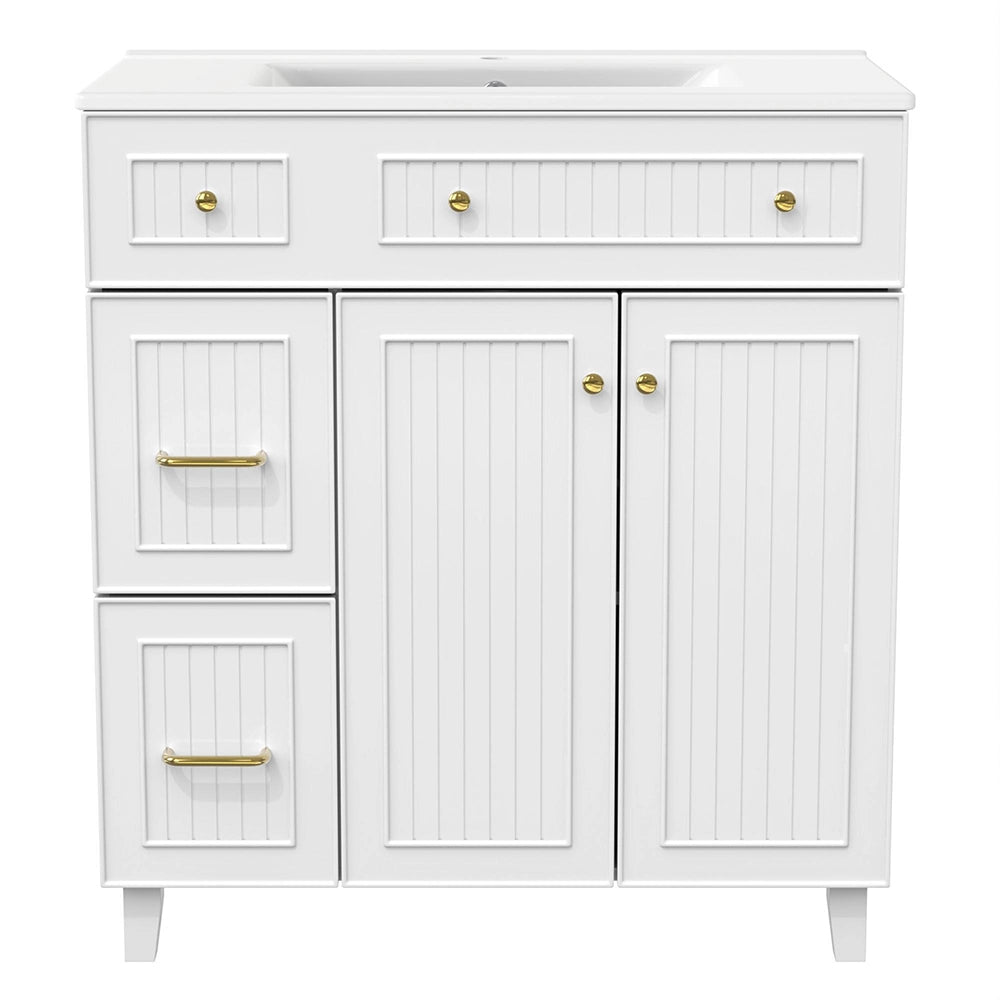 Armadio bagno con lavabo 81,7 cm - Xylo - Design moderno, superficie laccata, spazio multifunzionale