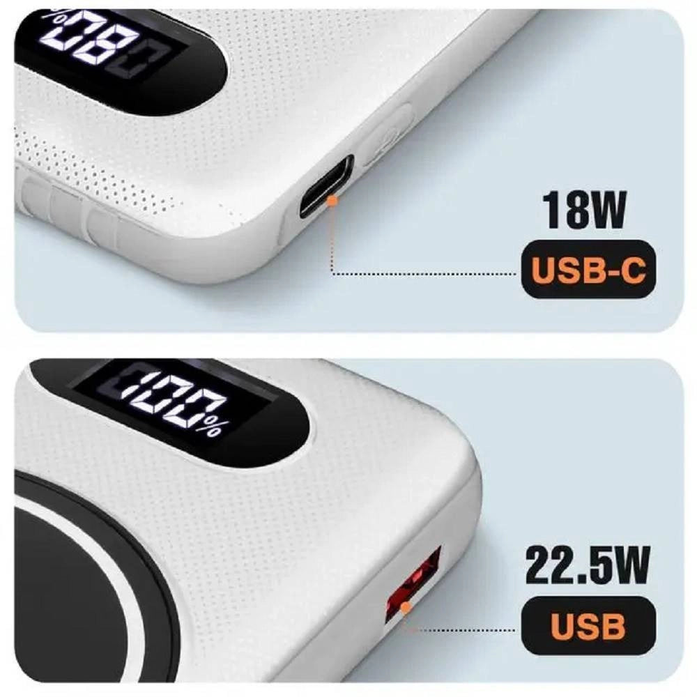 Trade Shop - Powerbank Da 15000 Mah Con Ricarica Wireless Rapida Usb / Usb-c Con Cavi Tt15808 -