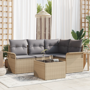 Set Divano da Giardino 5 Pezzi con Cuscini Rattan Polyrattan Nero