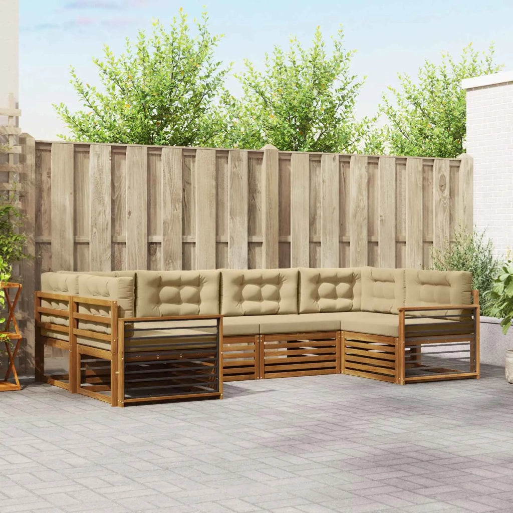 Set di divani da esterno con cuscino 6 pcs Naturale e Beige 3374033