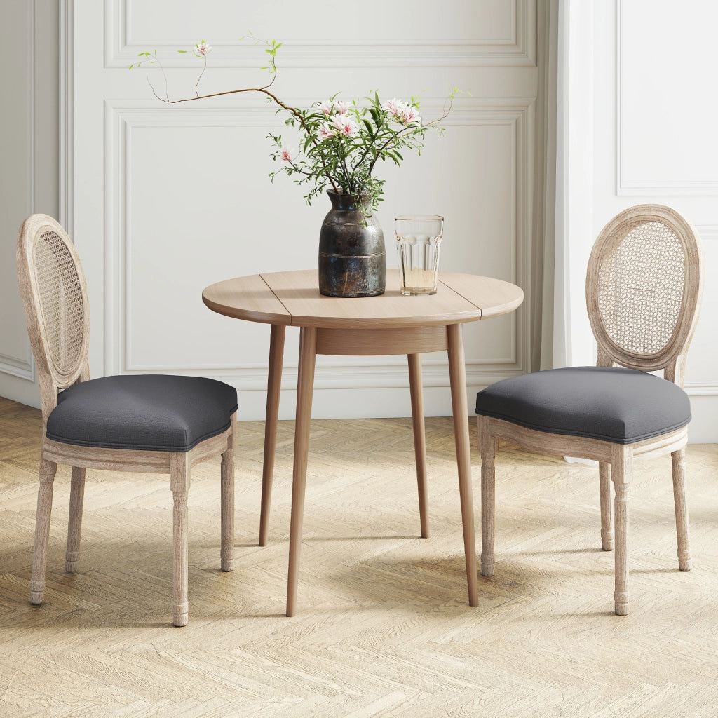 Sedie da pranzo ¨C Zephmum ¨C Set 2 pezzi, imbottite, velluto grigio, design retr¨°