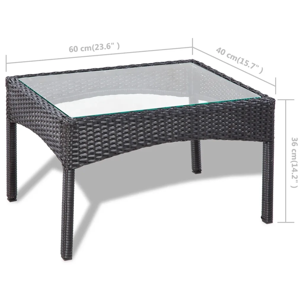 Set Divani da Giardino 4 pz | Set Salotto da Giardino con Cuscini in Polyrattan Nero