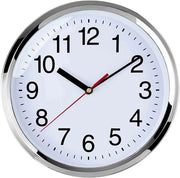Orologio da parete silenzioso, 25 cm, senza ticchettio, orologio da parete di alta qualità in legno di quarzo, orologio decorativo per casa/ cucina/ufficio/scuola, facile da leggere, funziona con batterie (cromato)