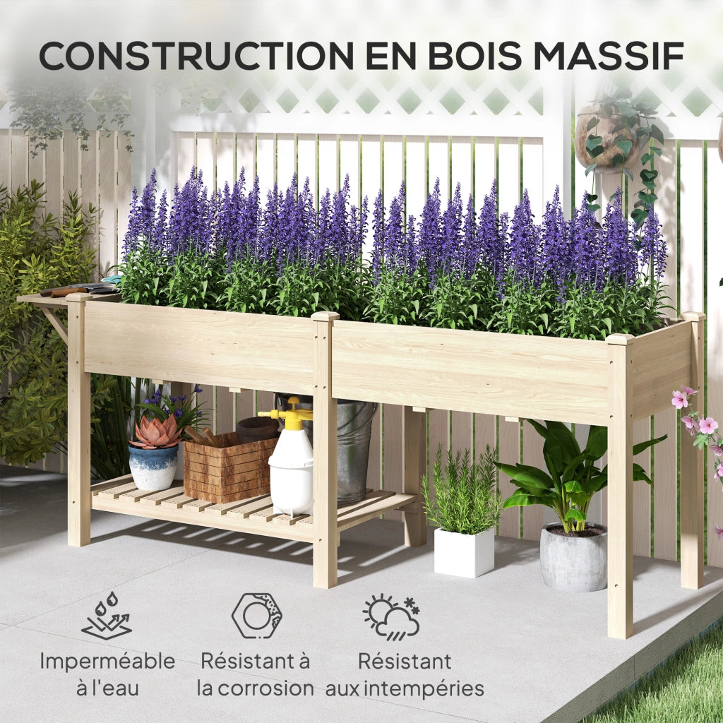 Fioriera da Giardino con Ripiano ¨C Zephmum ¨C Legno Naturale 207x59x78 cm