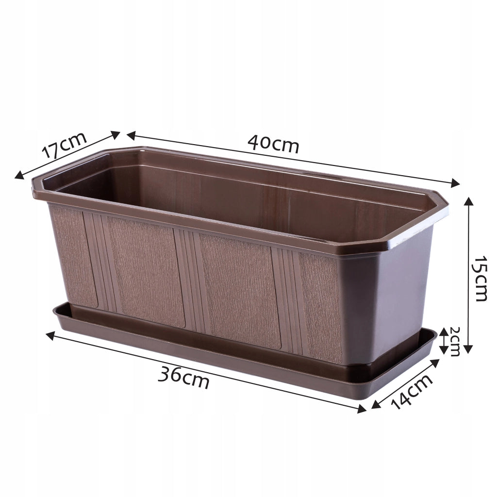 Vaso da fiori per balcone KADAX da 40 cm con supporto e manici.