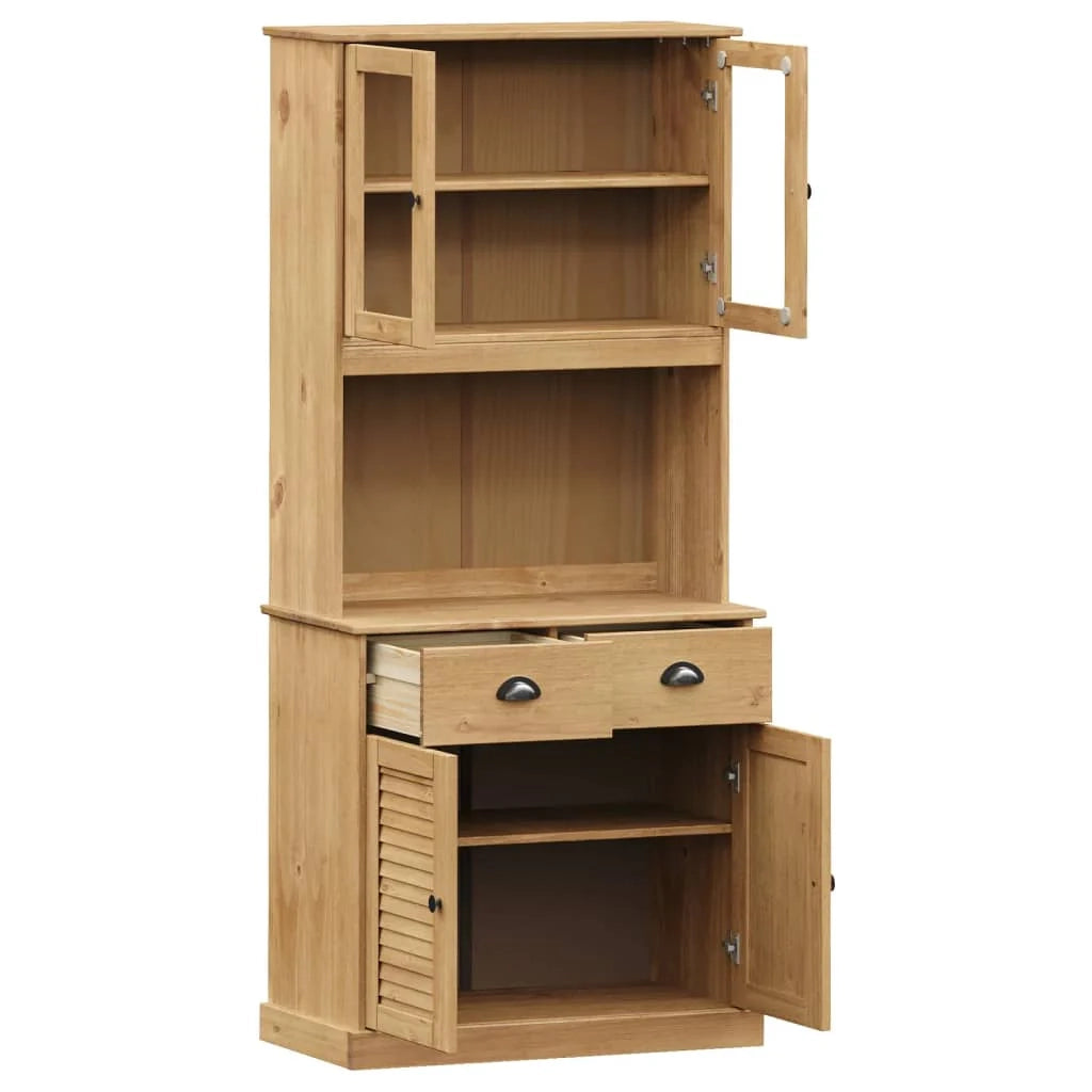 Buffet credenza cassettiera armadio mobile contenitore organizer cucina soggiorno salotto alto 78 x 40 x 175 cm legno di pino massiccio marrone 02_0035658