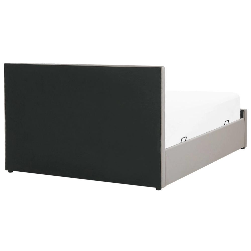 Letto contenitore Tappezzeria in pelle sintetica color talpa 180 x 200 cm con base a doghe Testiera trapuntata a diamante