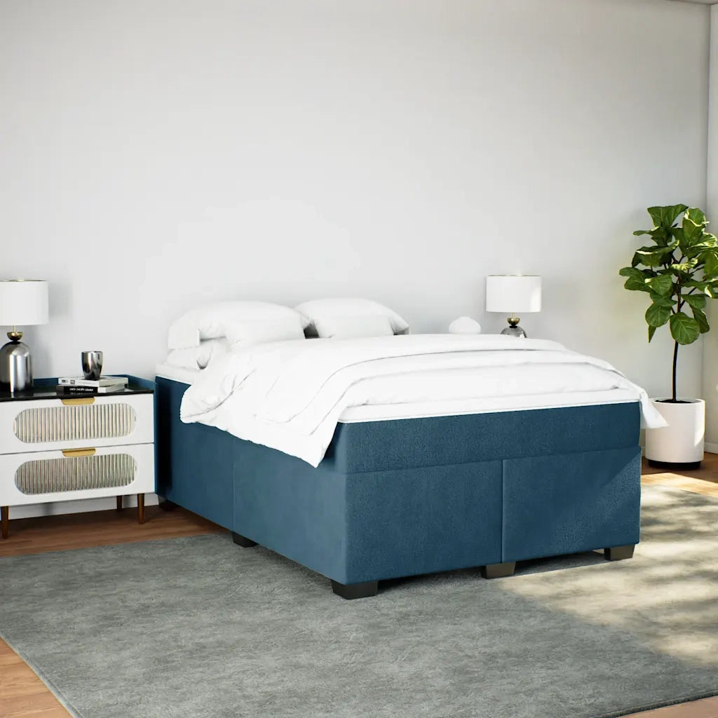 vidaXL Giroletto a Molle con Materasso Blu Scuro 140x190 cm in Velluto