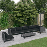 Divani da Giardino 8 pz con Cuscini in Polyrattan Grigio Scuro 3099855