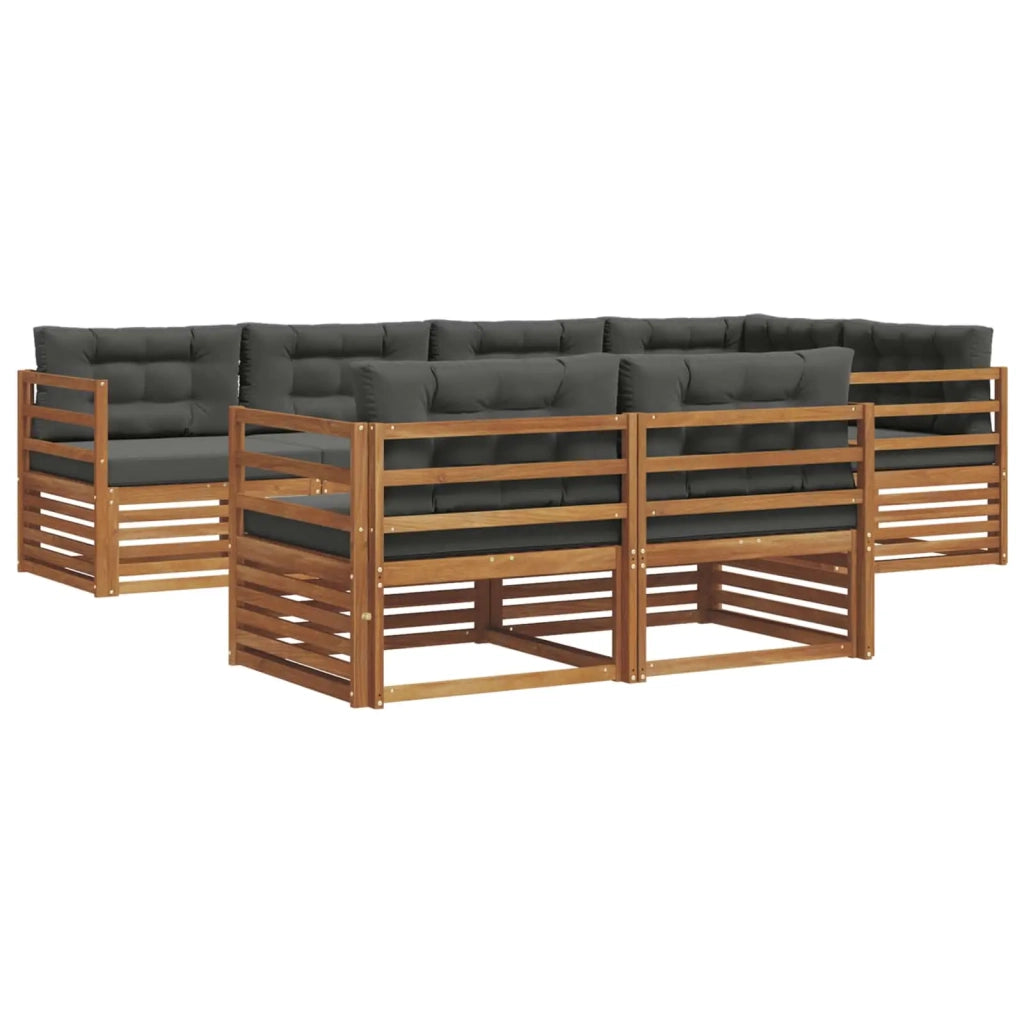 Set di divani da esterno con cuscino 7 pcs Naturale e Antracite