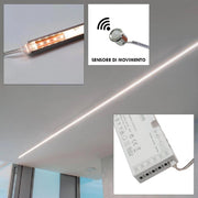 Trade Shop - Kit 3pz Barra Led 36w Profilo Alluminio Alimentatore Luce 4000k Sensore Movimento -