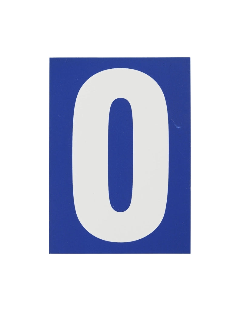 Targa adesiva numero civico 0 - 65X90mm - blu, pannello adesivo in pvc, finitura mat - THIRARD
