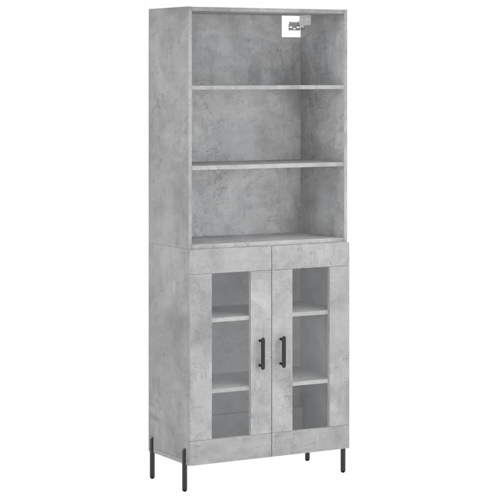 Credenza-Buffet-Armadio da cucina Grigio Cemento 69,5x34x180 cm in Legno Multistrato 675032