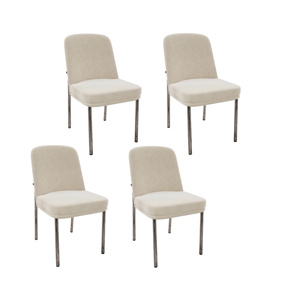 Sedia da pranzo con schienale ergonomico e piedini regolabili in legno e metallo; beige e khaki